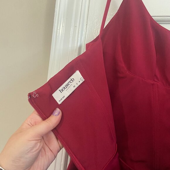 House of CB Satin Corset Midi Dress Wine Red - Large Plus Cup - Picture 6 of 11